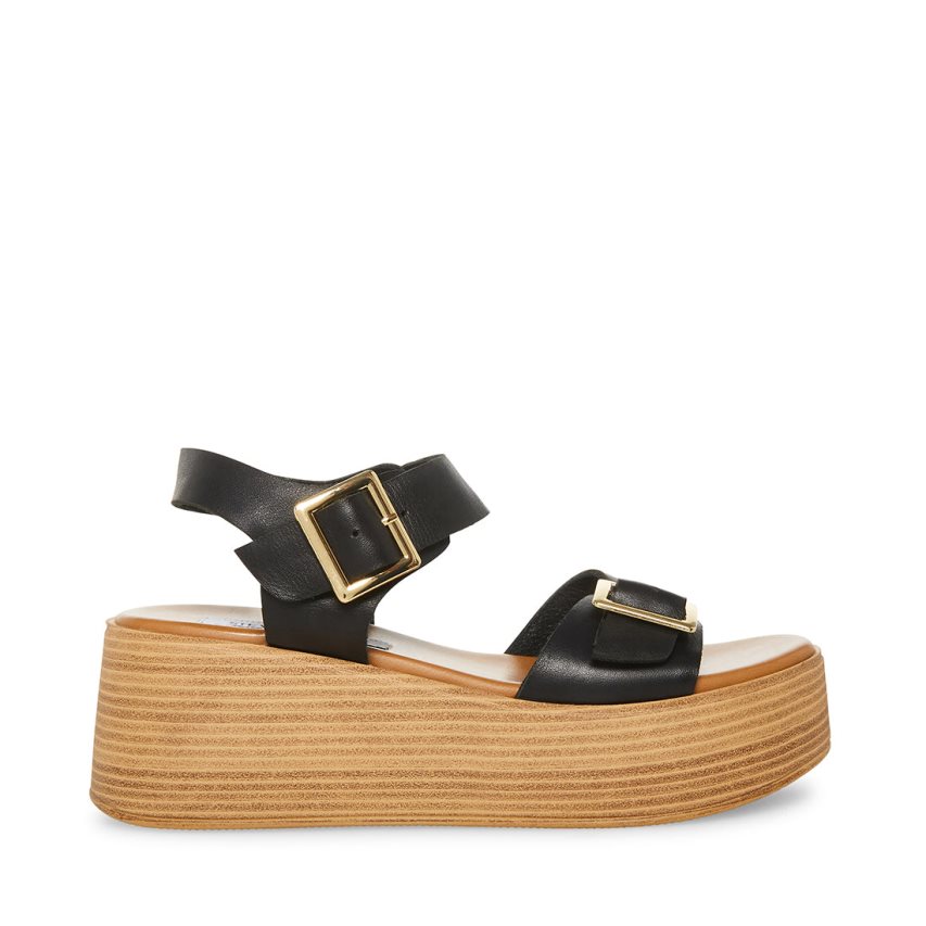 Sandalias de Plataforma Steve Madden Marka Cuero Mujer Negras | ES VAS618